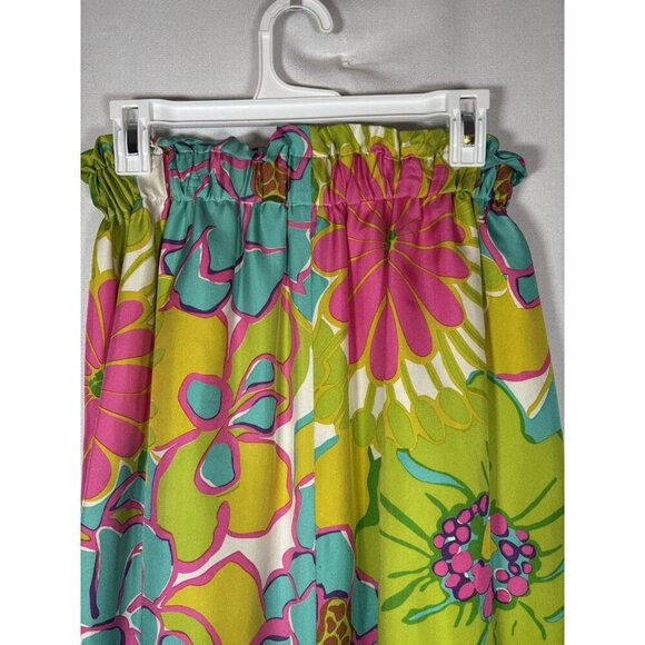 LAROQUE Floral Colorful Summer Maxi Skirt Bright Elastic Waist Preppy Small - Picture 6 of 9